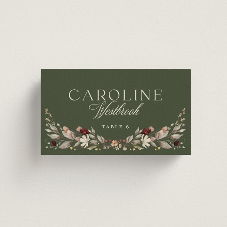 "fleur sauvage" - Place Cards in Vert by Erin Deegan - Front