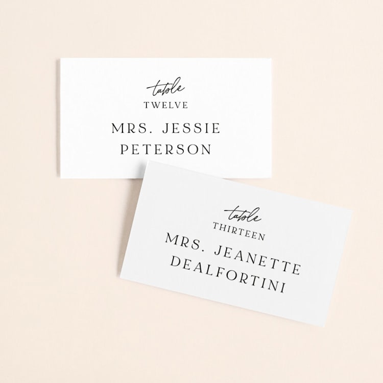 "Composure" - Place Cards in Tuxedo by Jackie Mangiolino - Front