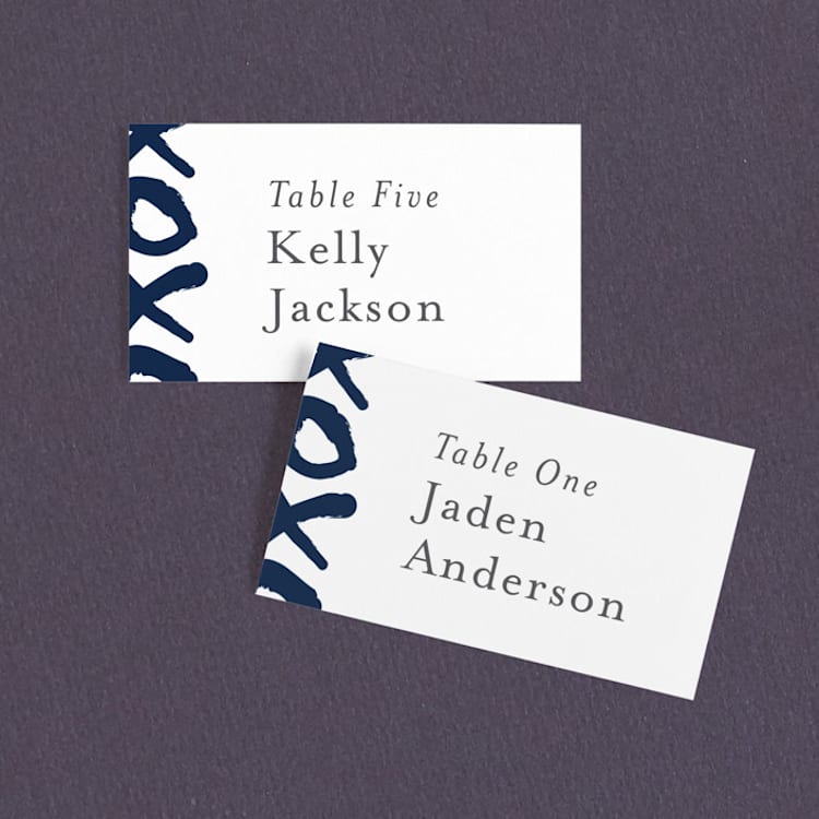 "Brushed Love" - Place Cards in Night Navy by Lisa Guerrero - Front