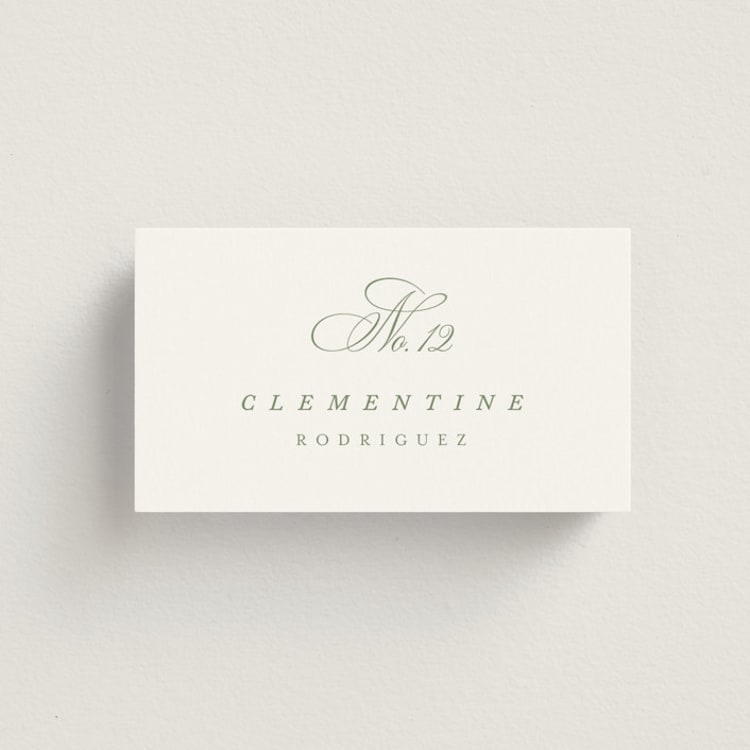 "Chic Script" - Place Cards in Garden by Kelly Schmidt - Front