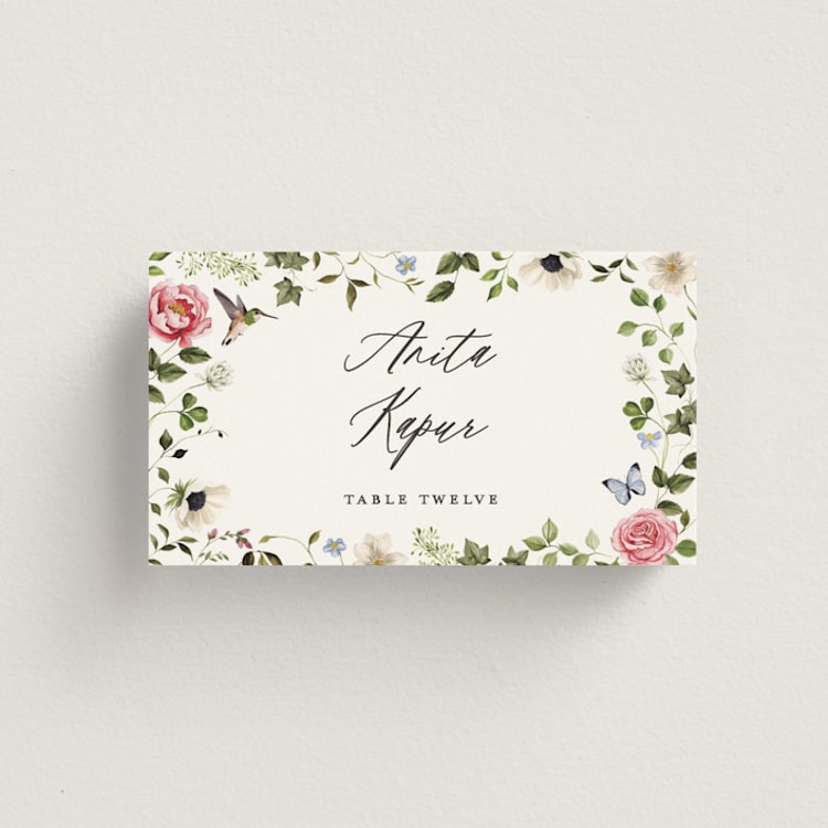 "Ornate" - Place Cards in Peony by Sarah Knight - Front