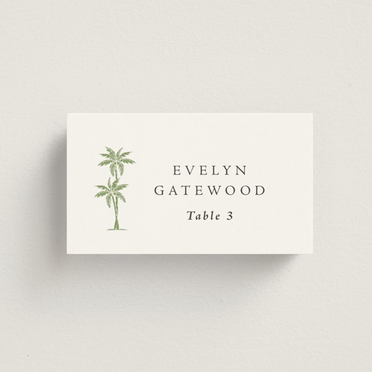 "Palm Monogram" - Place Cards in Leaf by Olivia Raufman - Front