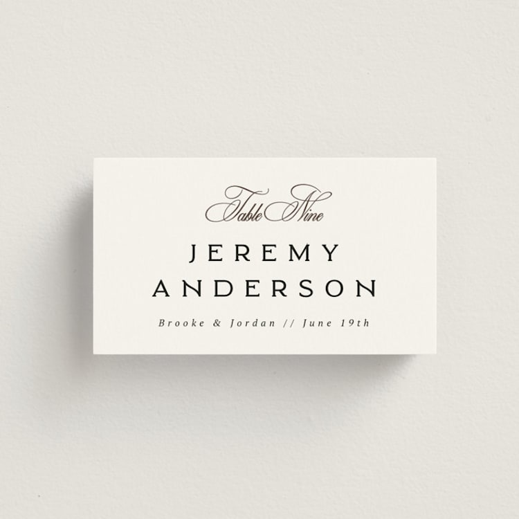 "Side by Side" - Place Cards in Tuxedo by Orasie - Front