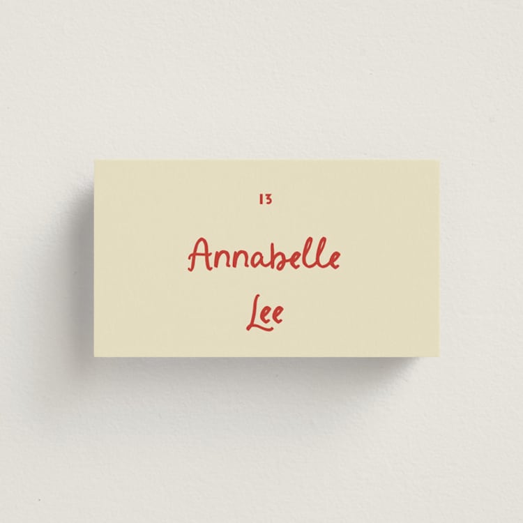 "Big Heart Wedding" - Place Cards in Cherry by Ani Somi - Front