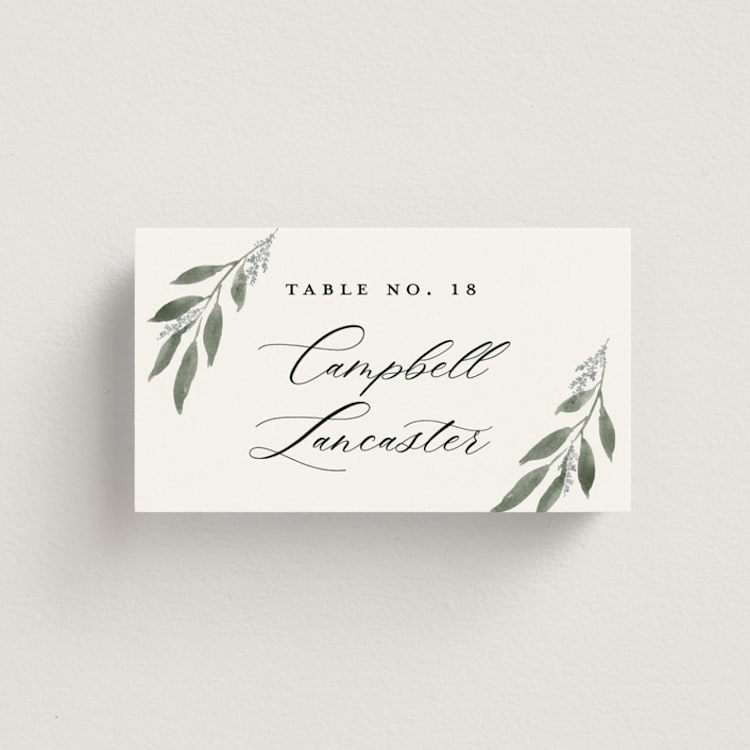 "Pressed Foliage" - Place Cards in Heather by Stacey Meacham - Front
