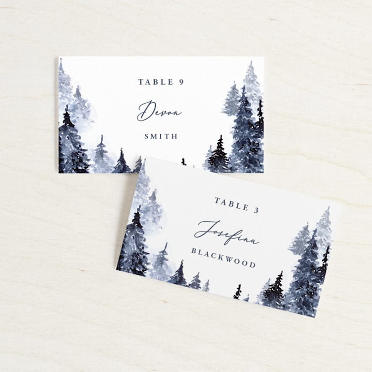 "Let It Snow" - Place Cards in Celestial by Anastasia Makarova - Front