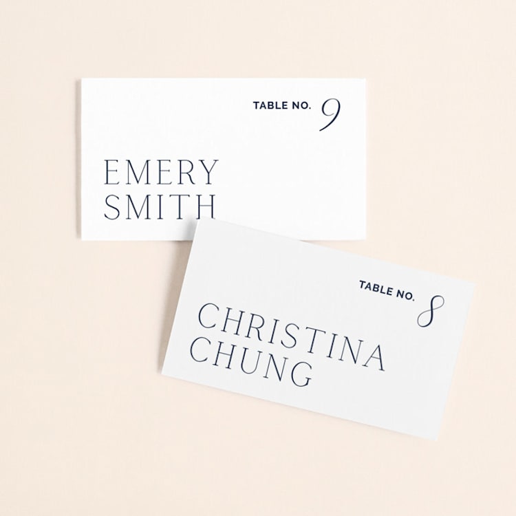 "Forever Intertwined" - Place Cards in Navy by Lindsay Stetson Thompson - Front