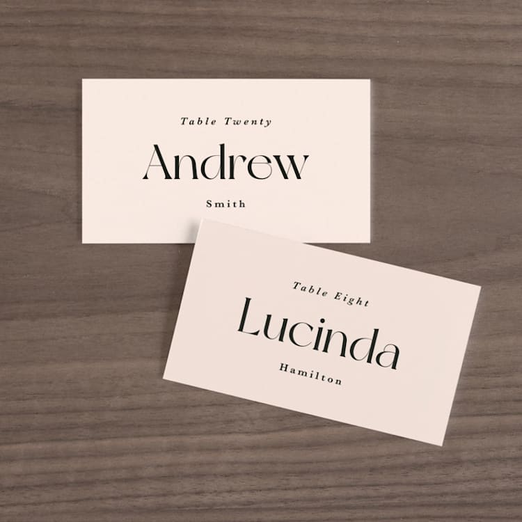 "Soho" - Place Cards in Blush by Hudson meet Rose - Front