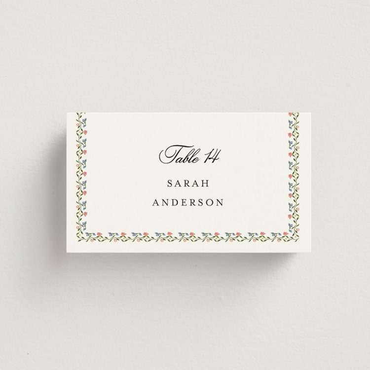 "Monogramed" - Place Cards in Blush by Susan Moyal - Front
