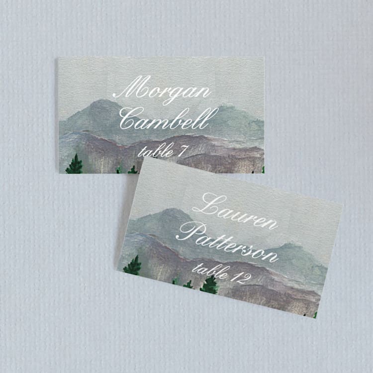 "Adventure Awaits" - Place Cards in Smoke by Elly - Front