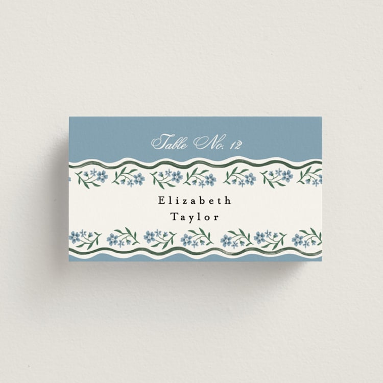 "Sweet Vintage" - Place Cards in Periwinkle by Alethea and Ruth - Front