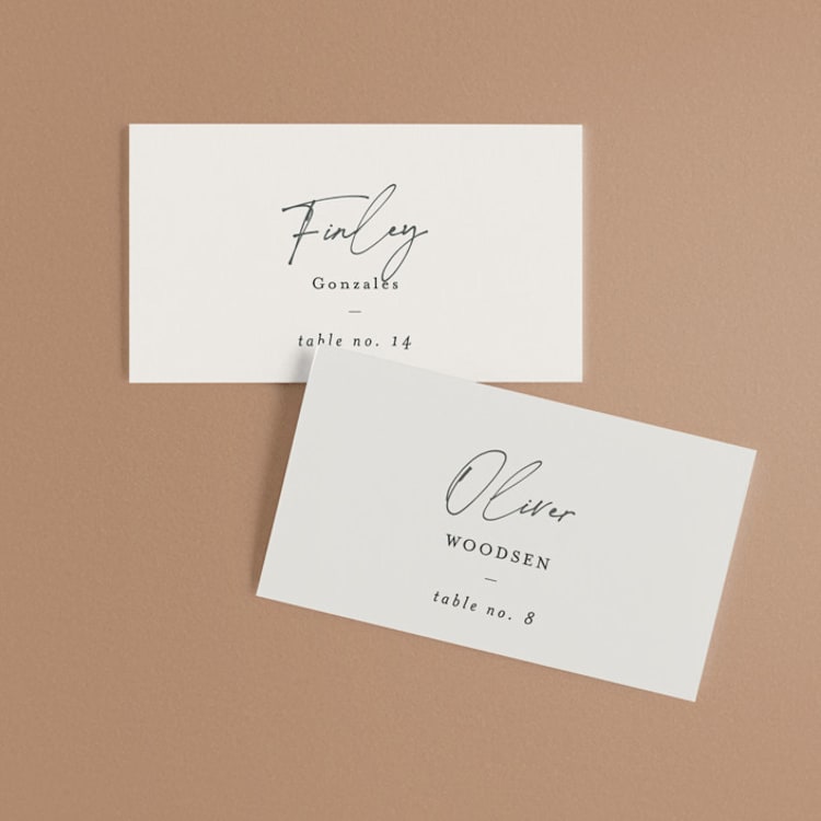 "Happily Ever After" - Place Cards in Buff by Sara Hicks Malone - Front