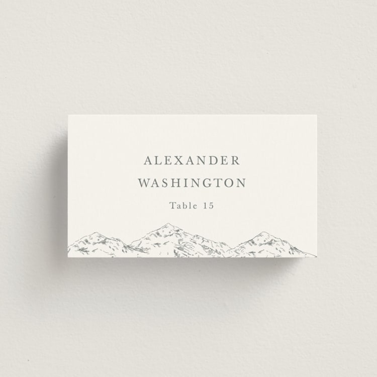 "Mountainview" - Place Cards in Pewter by Sarah Brown - Front
