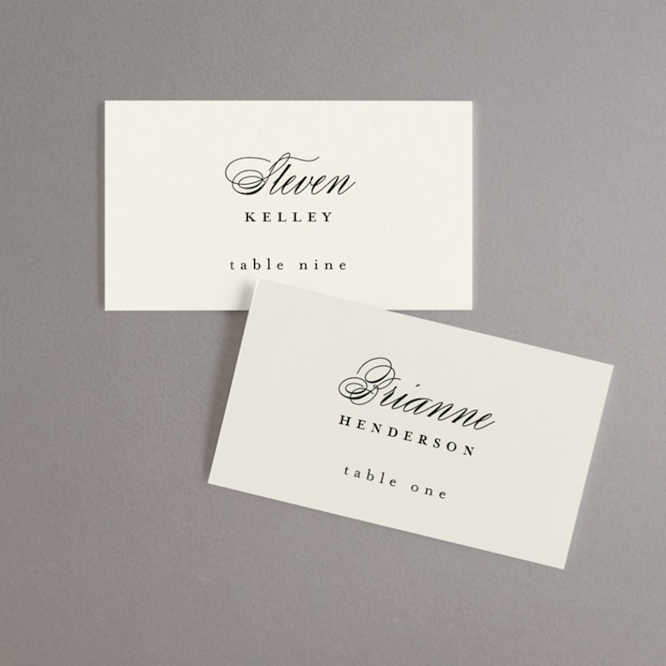 "Elegant Type" - Place Cards in Cream by Louise Kay - Front