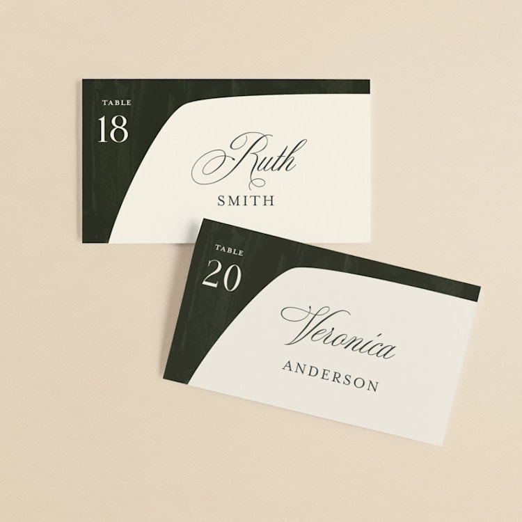 "Warner" - Place Cards in Emerald by Carrie ONeal - Front