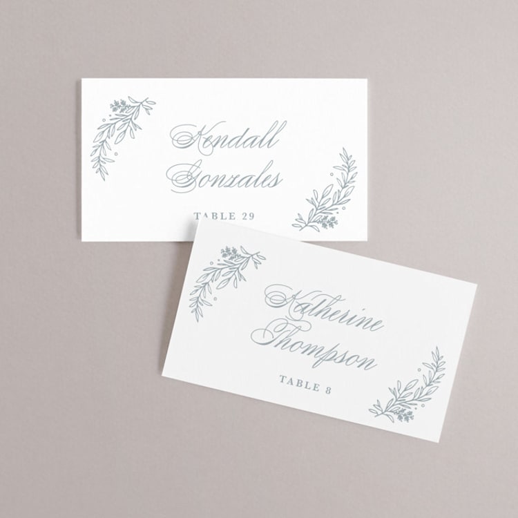 "Modern Crest" - Place Cards in Sea by Kristen Smith - Front