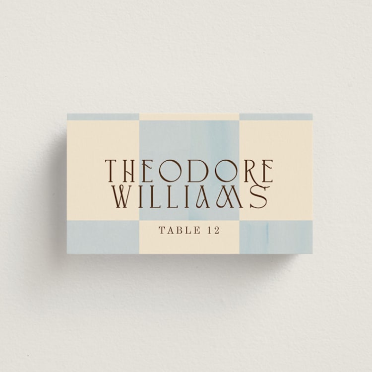 "Checker Wash" - Place Cards in Ivory by Baumbirdy - Front