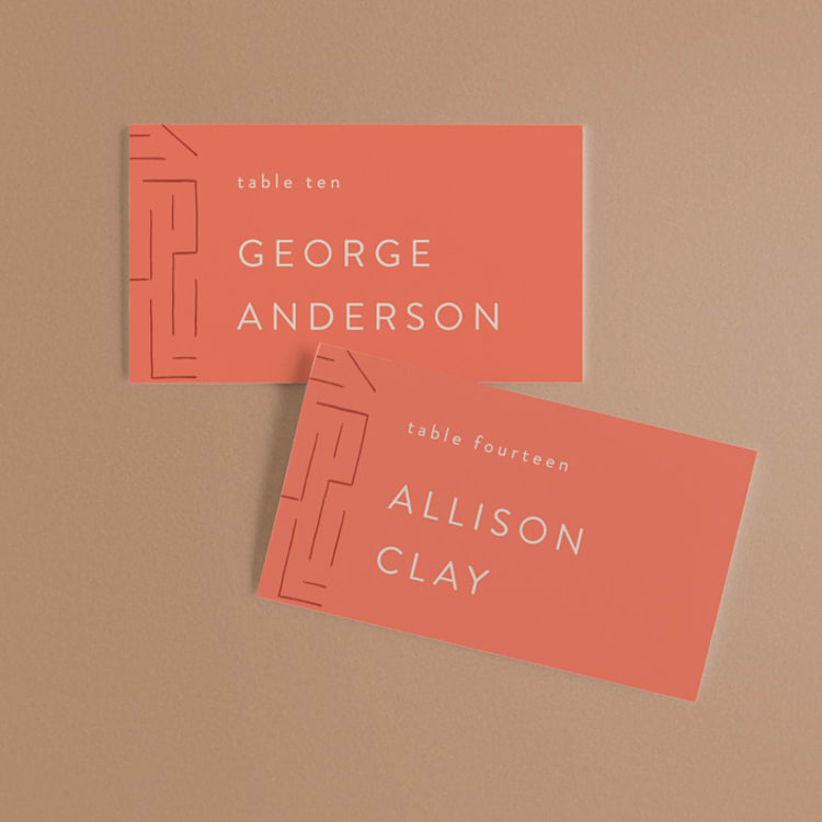 "Lines" - Place Cards in Melon by JeAnna Casper - Front