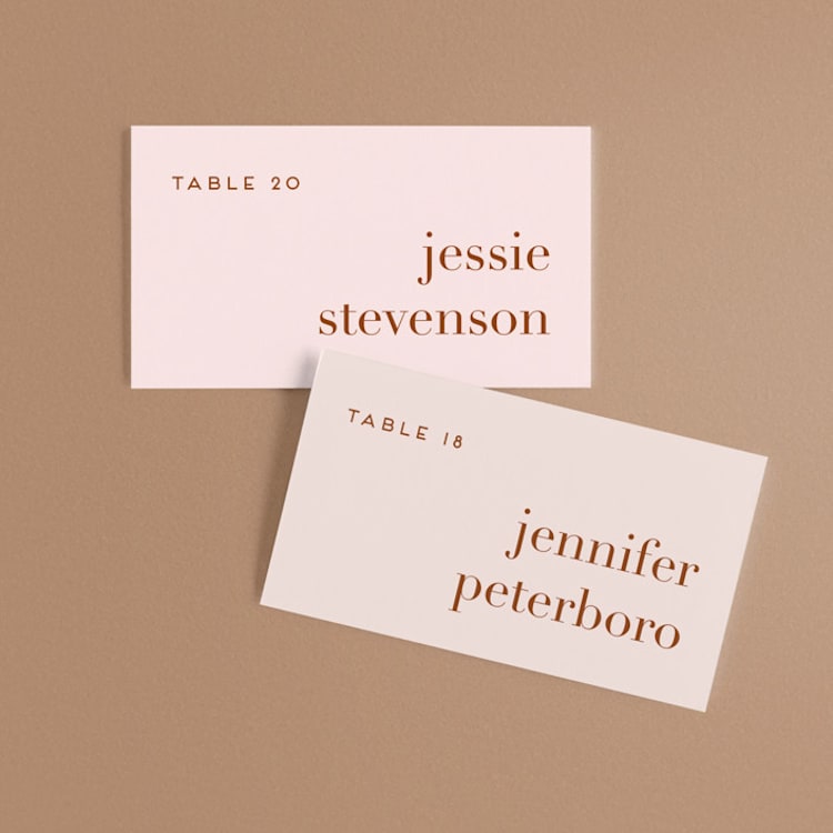 "Mod Initials" - Place Cards in Rust by Genna Blackburn - Front