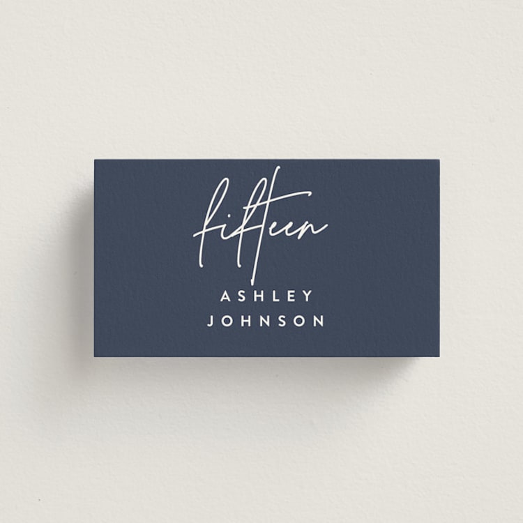 "Marked" - Place Cards in Navy by JoAnn Jinks - Front