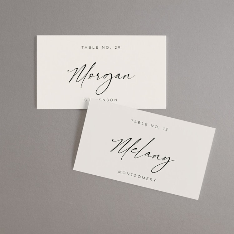 "Modernline" - Place Cards in Cotton by April Astudillo - Front
