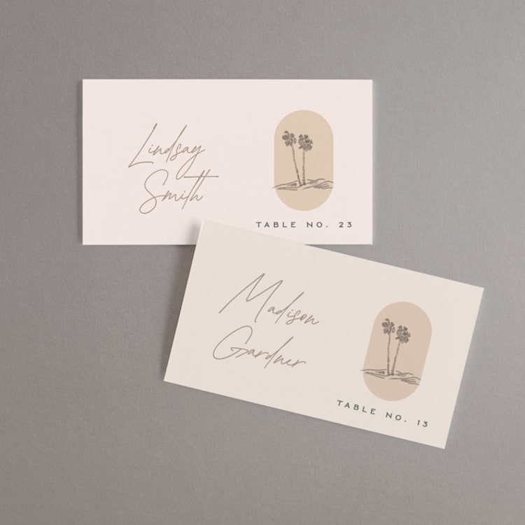 "Sunset Beach" - Place Cards in Sand by Owl and Toad - Front