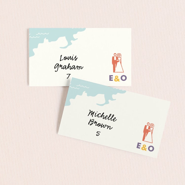 "Destination" - Place Cards in Lilac Haze by leslie hamer - Front