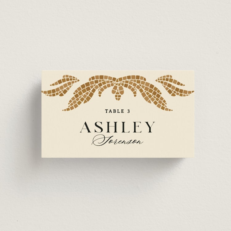 "Floral mosaic" - Place Cards in Sand by GeekInk Design - Front