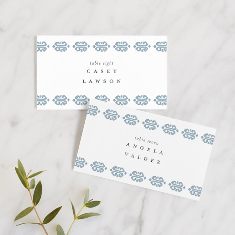 "Painted Ikat" - Place Cards in Frost by Liz Conley - Front