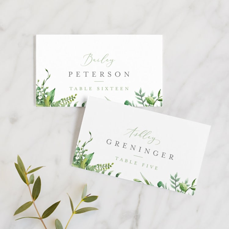 "Bright & Green" - Place Cards in Sprig by Amanda Day - Front