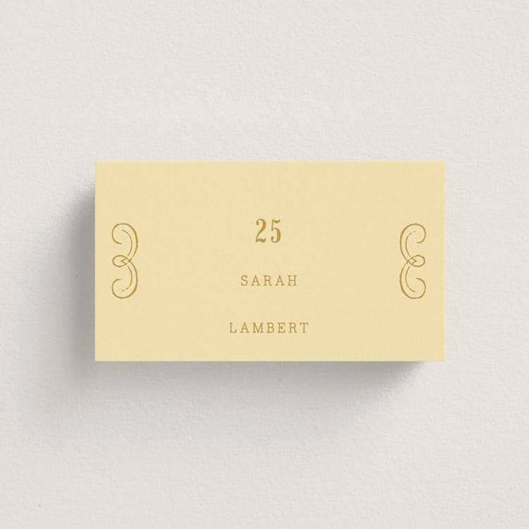 "Vintage Label" - Place Cards in Butter by Nazia Hyder - Front