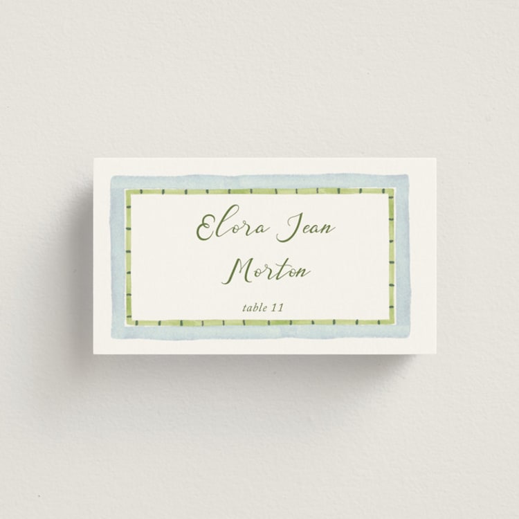 "Alento" - Place Cards in Celeste by Pati Cascino - Front