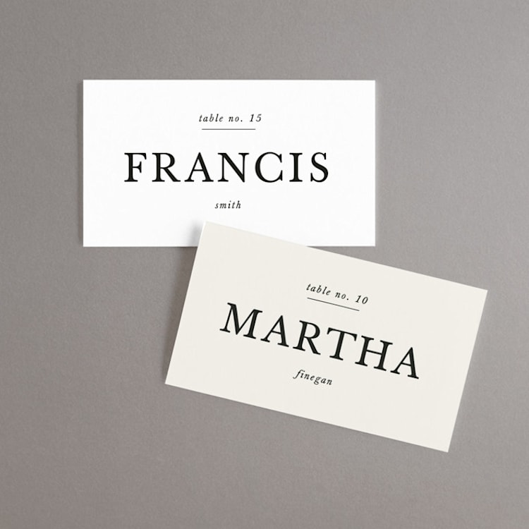 "Simple Elegance" - Place Cards in Onyx by Monika Konieczna - Front