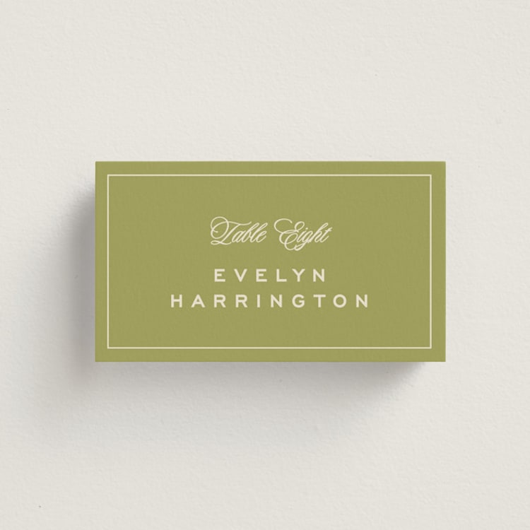 "rory" - Place Cards in Olive by Ellen Schlegelmilch - Front