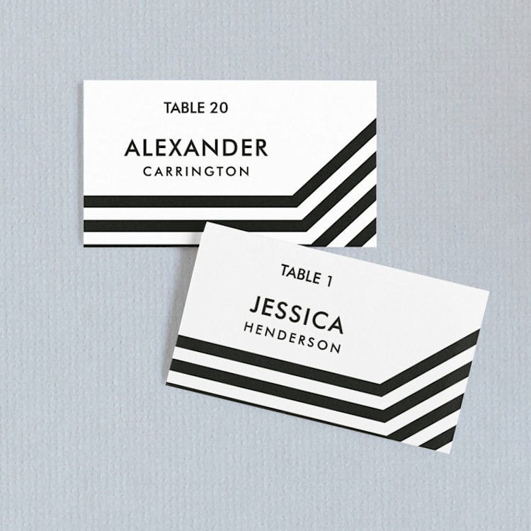 "Desenfadado" - Place Cards in Black Ink by Aspacia Kusulas - Front