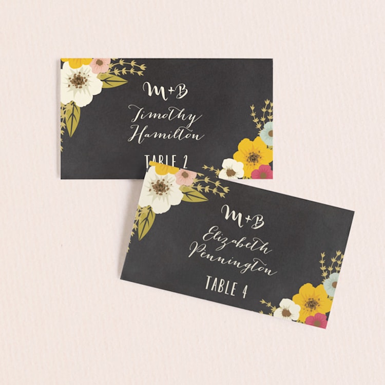 "Plentiful Blossoms" - Place Cards in Soft Peach by Faith Harlow - Front