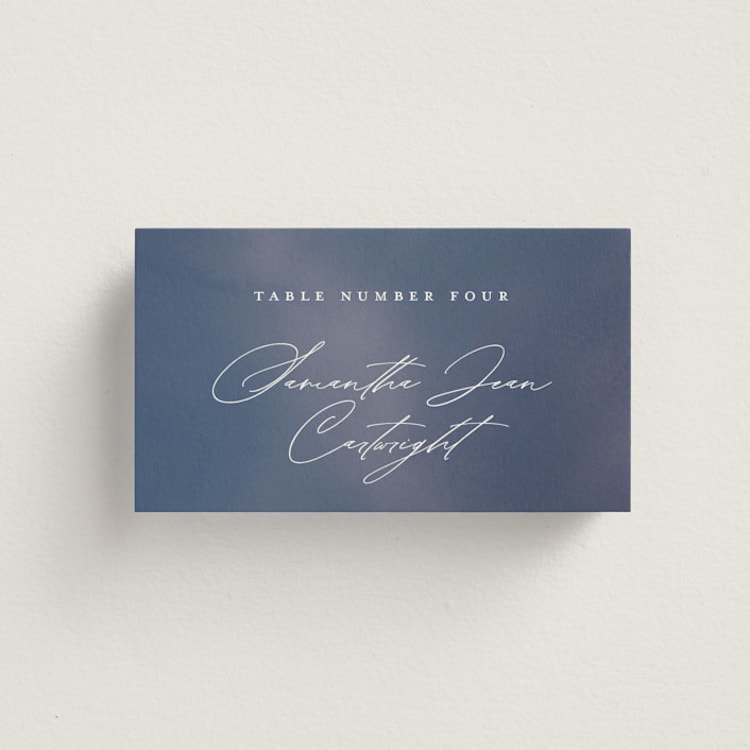 "Nouveau Frame" - Place Cards in Delphinium by Ashley DeMeyere - Front
