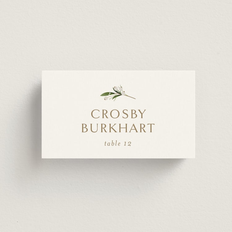 "Soft Sprigs" - Place Cards in Champagne by Jennifer Postorino - Front