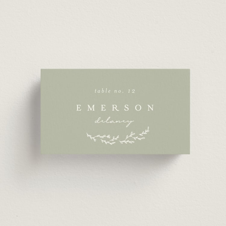 "Branched" - Place Cards in Sage by Brianne Larsen - Front
