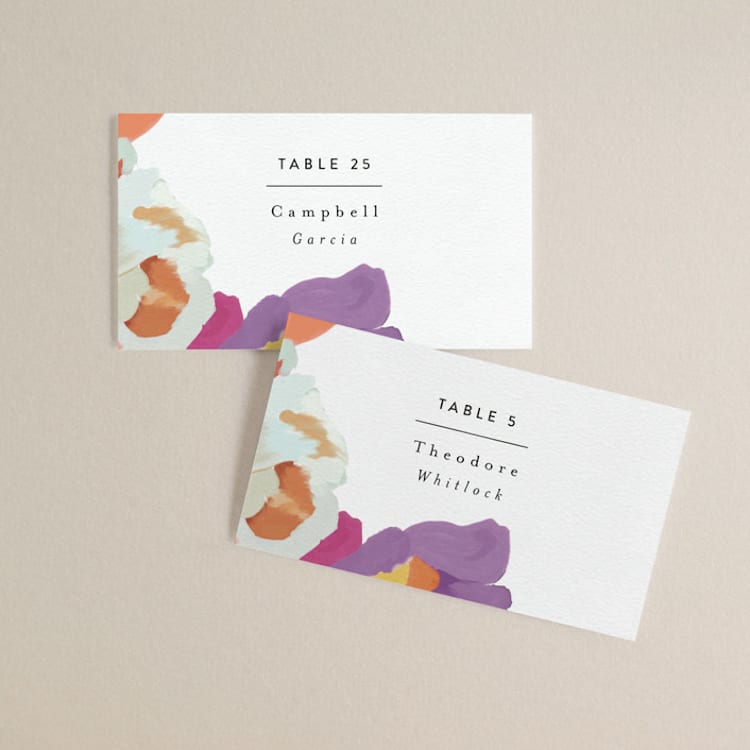 "Abstract Florals" - Place Cards in Bouquet by Maria Hilas-Louie - Front