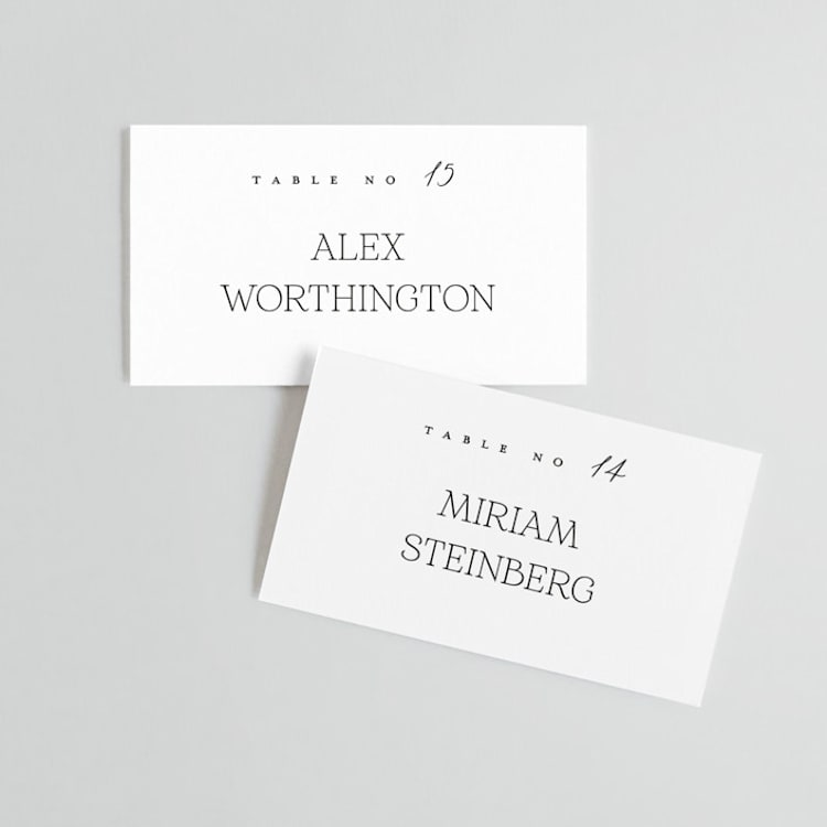 "Dashing" - Place Cards in Pearl by Benita Crandall - Front