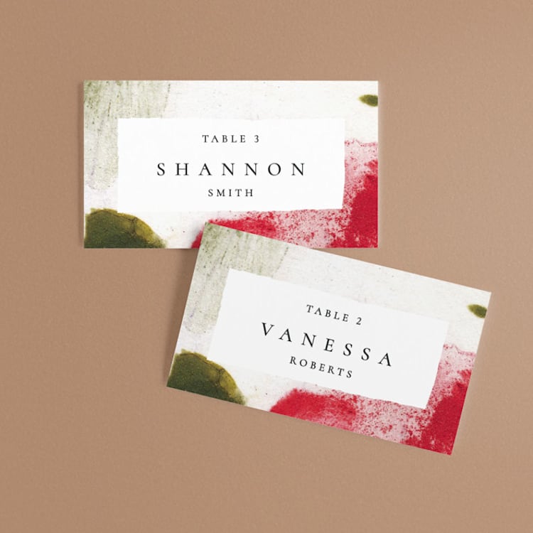 "Wild Roses" - Place Cards in Bush by Sumak Studio - Front