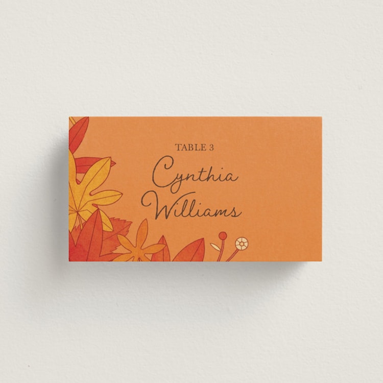 "Fall in Love" - Place Cards in Autumn by Morgan Ramberg - Front