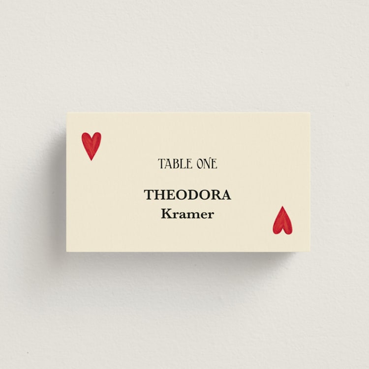 "Red Hearts" - Place Cards in Champagne by Helena Vitto - Front