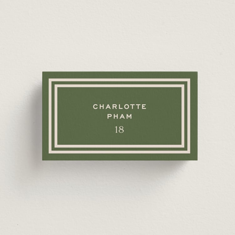 "Racquet" - Place Cards in Fern by Megan Davis - Front