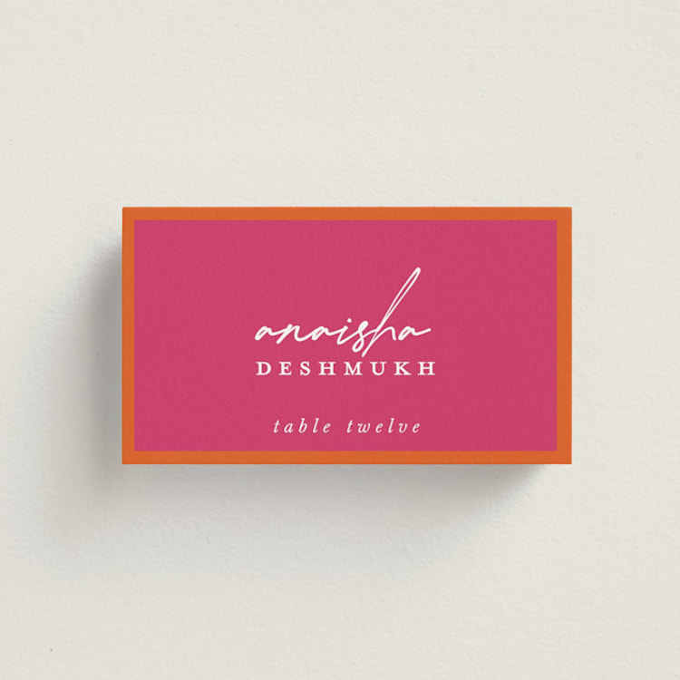 "Varna" - Place Cards in Fuchsia by Pati Cascino - Front