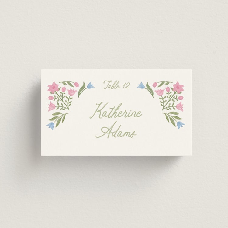 "Folk Garden" - Place Cards in Garden by Creo Study - Front