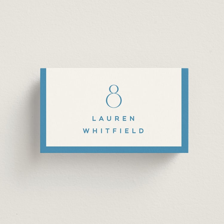 "The Emma" - Place Cards in Cerulean by Kristie Kern - Front