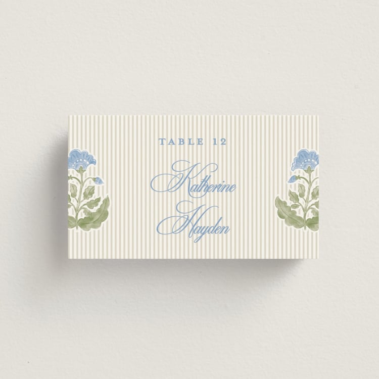 "Patterned florals" - Place Cards in Powder by Creo Study - Front