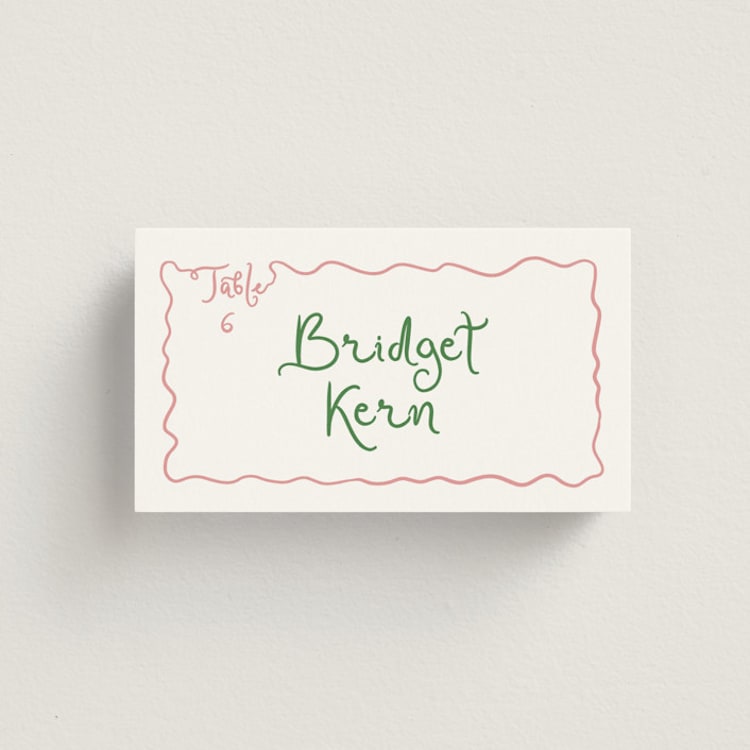 "Squiggly type" - Place Cards in Carnation by Creo Study - Front